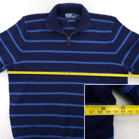 Polo Ralph Lauren Vintage Sweater 100% Lambs Wool Italian 1/4 Zip Men's XL - Picture 7 of 11
